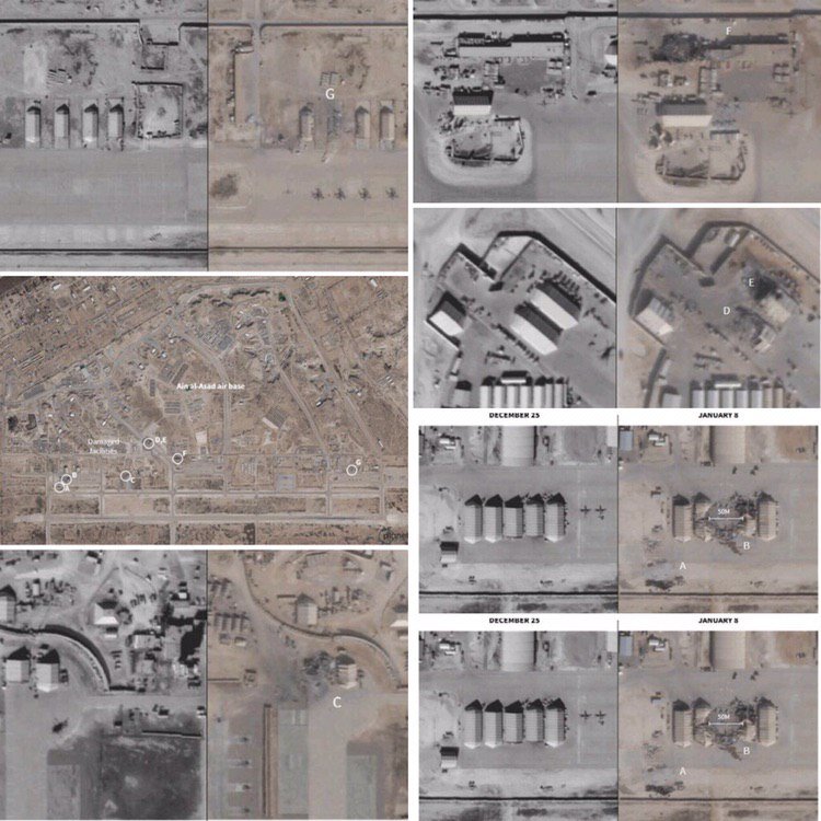 عکس قبل و بعد از حمله موشکی سپاه به پایگاه آمریکایی عین الاسد