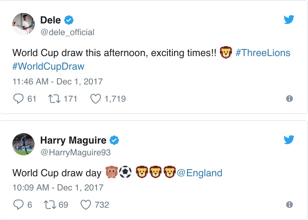 16:36 - دله الی و هری مگوایر(لسترسیتی)، بازیکنان جوان تیم ملی انگلیس می گویند برای قرعه کشی جام جهانی هیجان زده اند.
