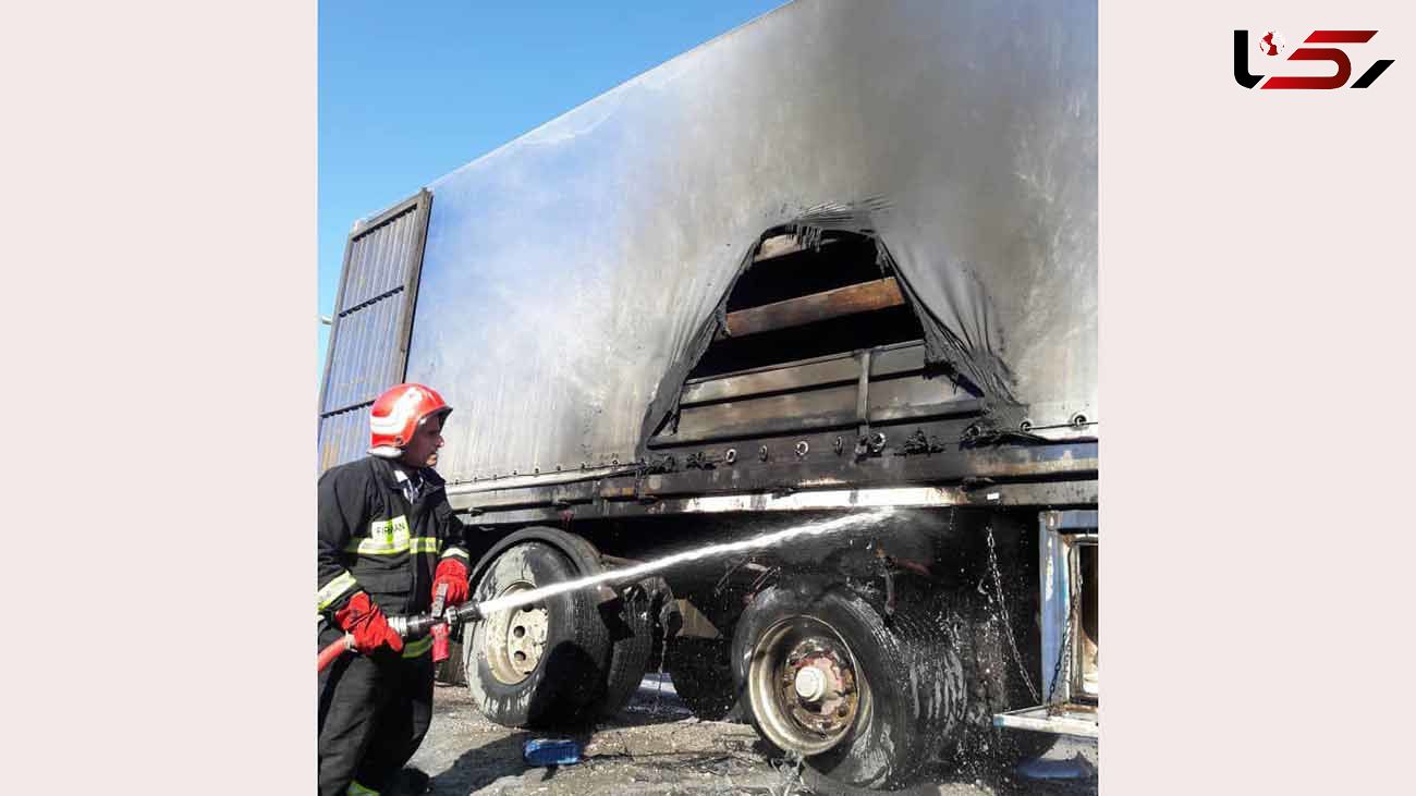 کامیون سنگین در آتش سوزی سوخت /کرمانشاه + عکس