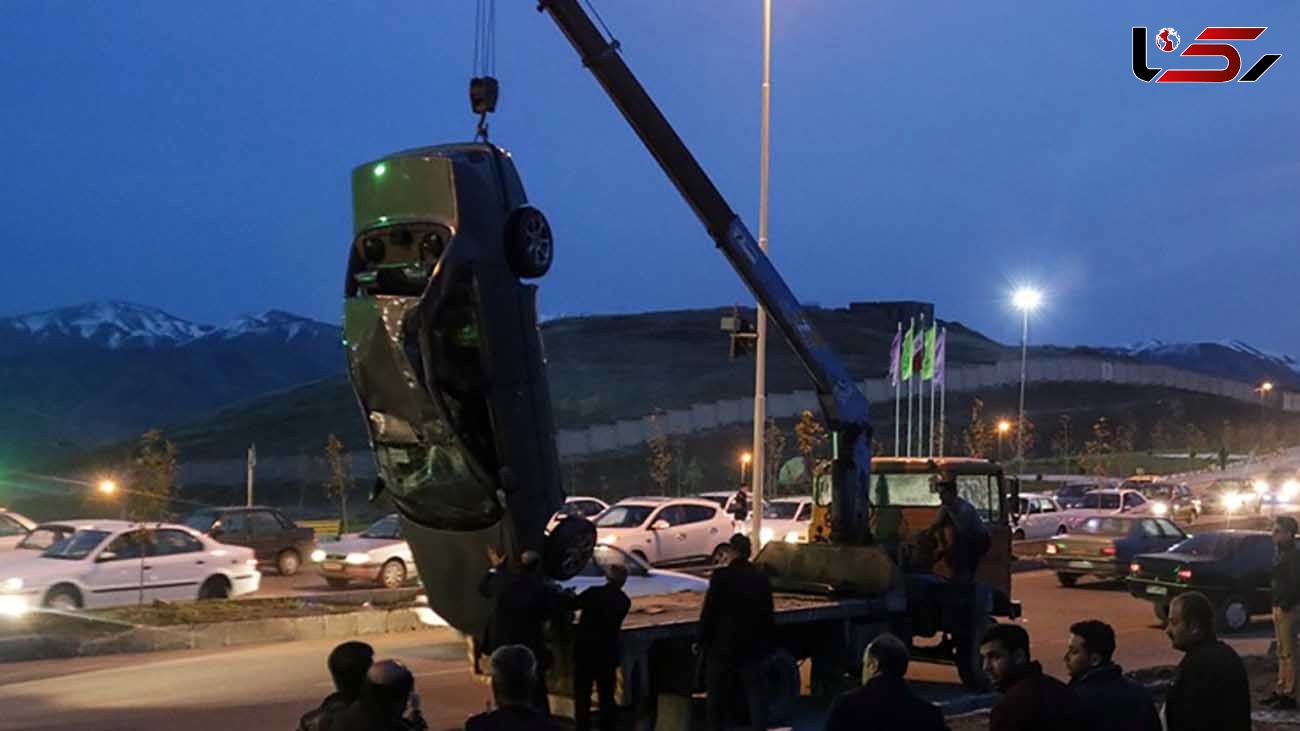 واژگونی پژو پس از تصادف شدید در بزرگراه بابایی 