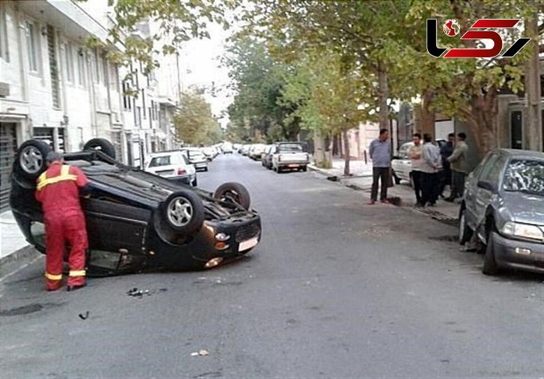 واژگونی MVM پس از تصادف با پراید + تصاویر