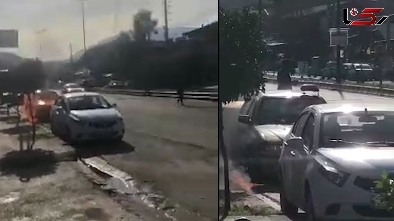 فیلم لحظه آتش زدن خودروی پدر توسط پسر بی رحم / در چالوس رخ داد